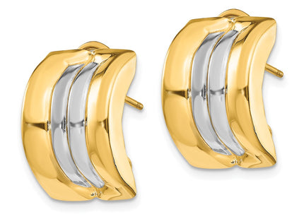 14k Yellow & Rhodium Earrings Style H958 - Classique Jewelry Inc.