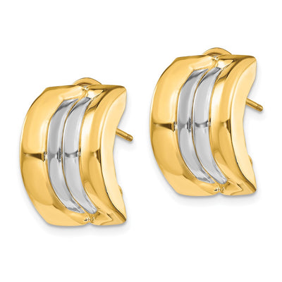 14K & Rhodium Omega Post Earrings