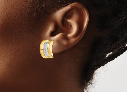 14k Yellow & Rhodium Earrings Style H958 - Classique Jewelry Inc.