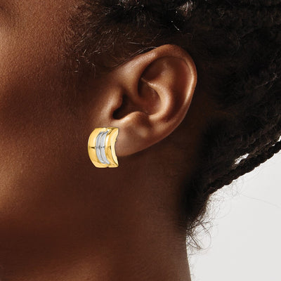 14K & Rhodium Omega Post Earrings