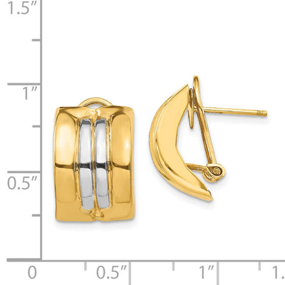 14K & Rhodium Omega Post Earrings