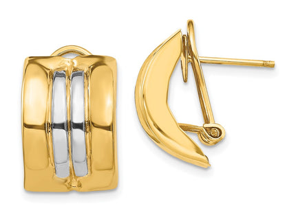 14k Yellow & Rhodium Earrings Style H958 - Classique Jewelry Inc.