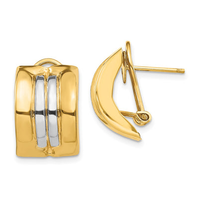 14K & Rhodium Omega Post Earrings