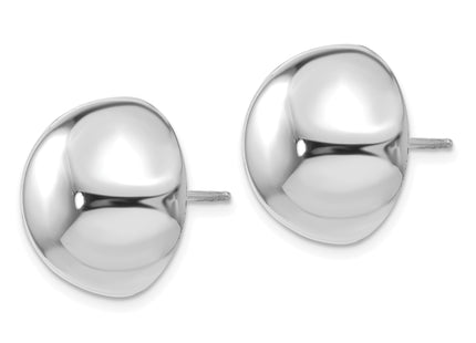 14k White Gold Half Ball Post Earrings, 16 x 16mm