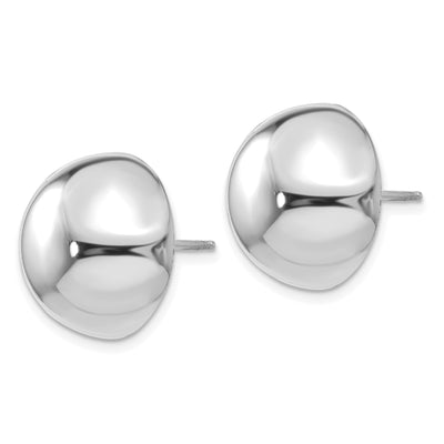 14K White Gold Half Ball Post Earrings, 16 x 16mm