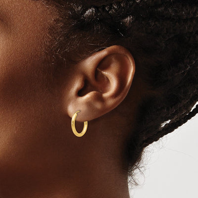 14K Polished Round Endless Hoop Earrings, 16 x 2mm