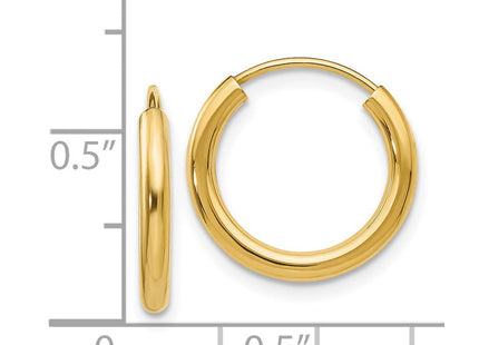 14k Polished Round Endless Hoop Earrings (Style H977)