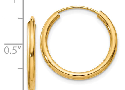 14k Polished Round Endless Hoop Earrings (Style H979)