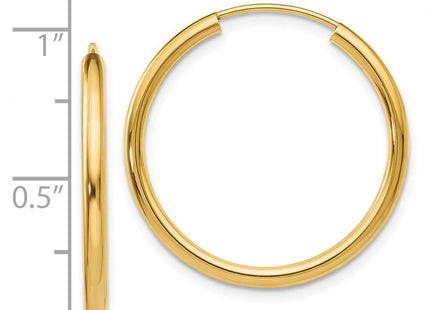 14k Polished Round Endless Hoop Earrings (Style H980)