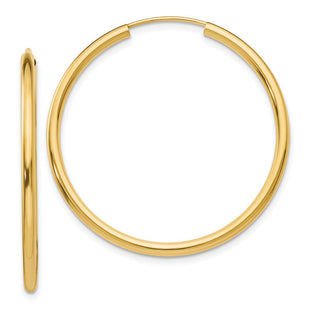 14k Polished Round Endless Hoop Earrings (Style H982)