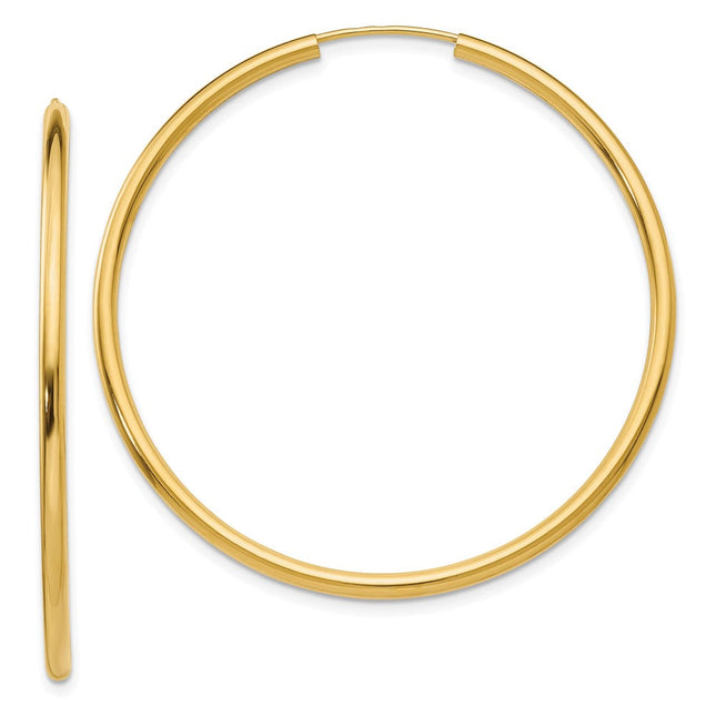 14k Polished Round Endless Hoop Earrings, 45 x 2mm