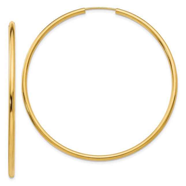 14k Polished Round Endless Hoop Earrings, 55 x 2mm