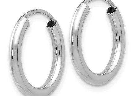 14k White Gold Polished Endless Hoop Earrings (Style H989)