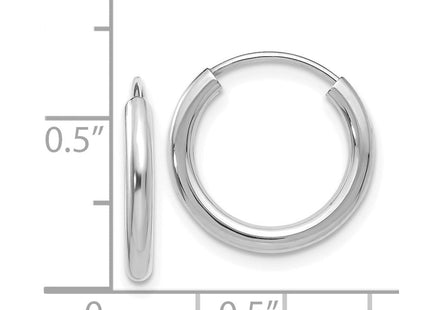 14k White Gold Polished Endless Hoop Earrings (Style H989)