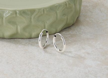 14k White Gold Polished Endless Hoop Earrings, 16 x 2mm
