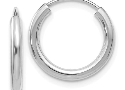 14k White Gold Polished Endless Hoop Earrings (Style H989)