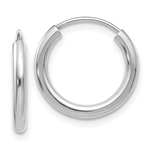 14k White Gold Polished Endless Hoop Earrings (Style H989)