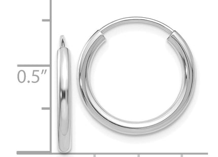 14k White Gold Polished Endless Hoop Earrings (Style H990)