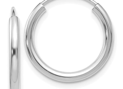 14k White Gold Polished Endless Hoop Earrings (Style H990)