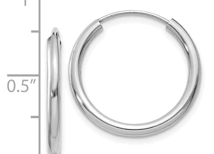 14k White Gold Polished Endless Hoop Earrings (Style H991)