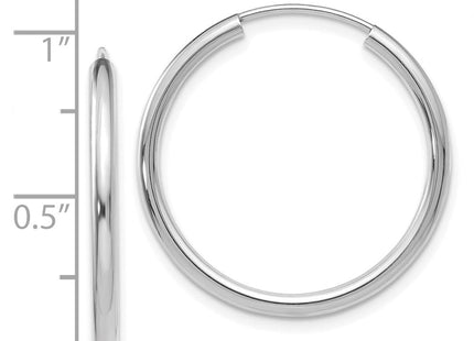 14k White Gold Polished Endless Hoop Earrings (Style H992)