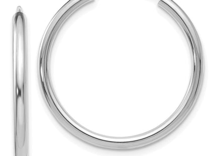 14k White Gold Polished Endless Hoop Earrings (Style H992)