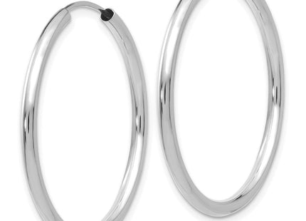 14k White Gold Polished Endless Hoop Earrings (Style H993)