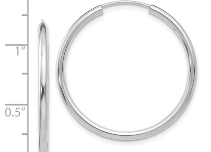 14k White Gold Polished Endless Hoop Earrings (Style H993)