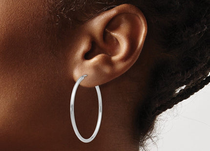 14k White Gold Polished Endless Hoop Earrings (Style H995)