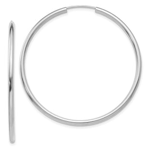 14k White Gold Polished Endless Hoop Earrings (Style H996)