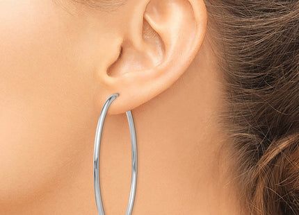14k White Gold Polished Endless Hoop Earrings (Style H998)