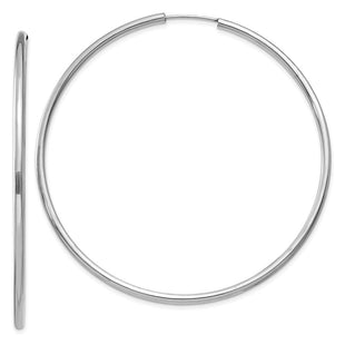 14k White Gold Polished Endless Hoop Earrings (Style H999)