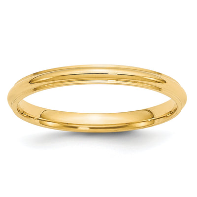14K Yellow Gold Half Round with Edge Wedding Band