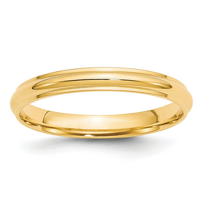 14K Yellow Gold Half Round with Edge Wedding Band