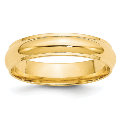 14K Yellow Gold Half Round with Edge Wedding Band