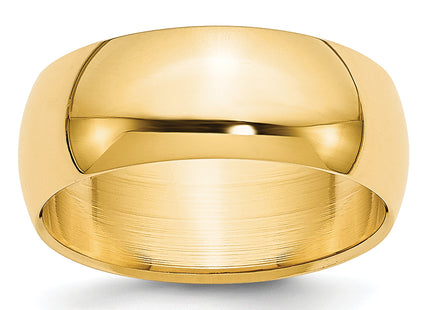 14K Yellow Gold Lightweight Half Round Band