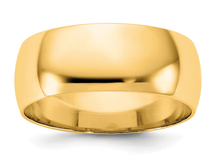 14K Yellow Gold Lightweight Half Round Band