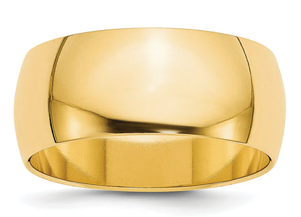 14K Yellow Gold Lightweight Half Round Band
