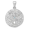 Sterling Silver Rhodium-Plated Polished White Crystal Sand Dollar Pendant