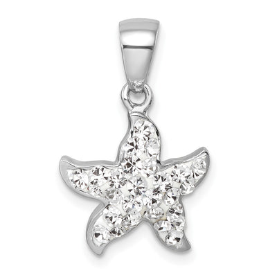 Sterling silver crystal starfish pendant