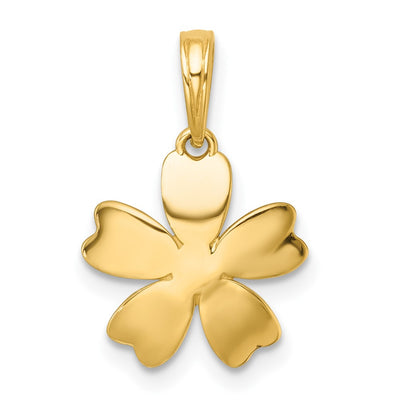 14K with White Rhodium Polished Blooming Flower Charm, 19.6 x 11.55mm