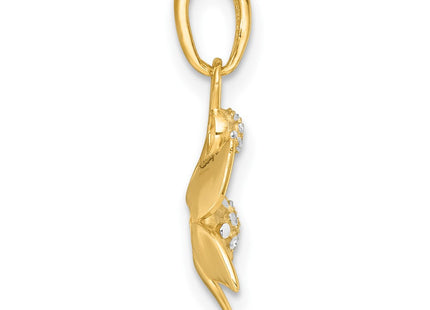 14k with White Rhodium Polished Blooming Flower Charm (Style K10021)