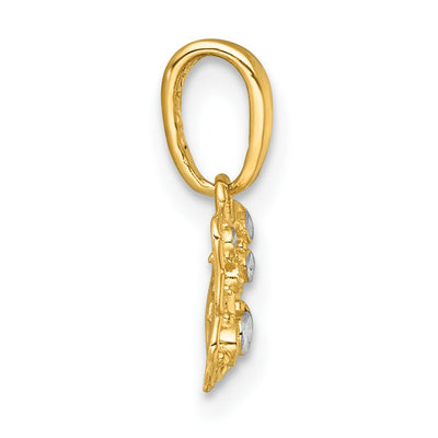 14K with White Rhodium Polished Butterfly Charm