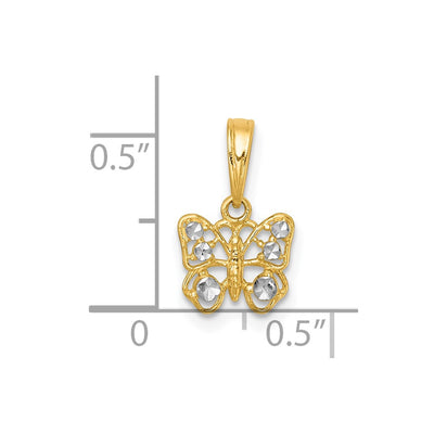 14K with White Rhodium Polished Butterfly Charm