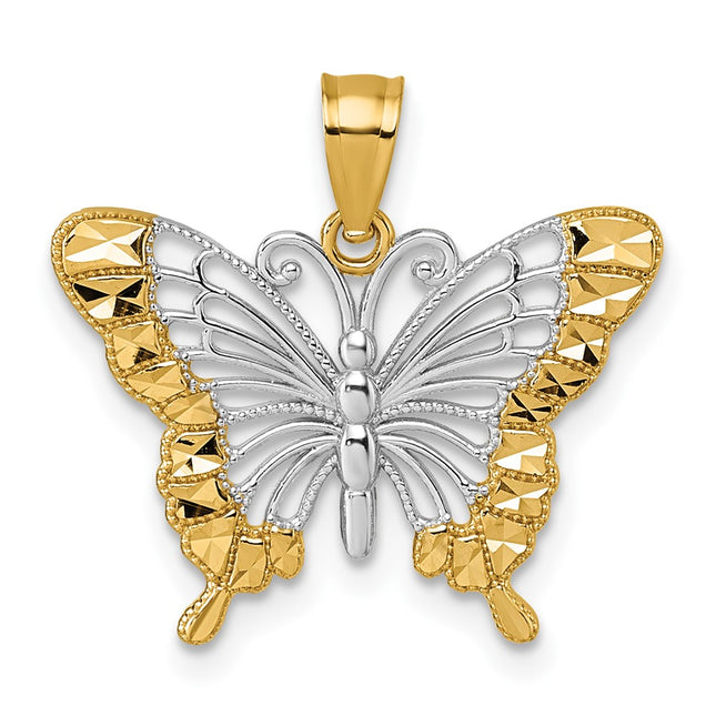 14k Yellow & Rhodium Pendants Style K10026 - Classique Jewelry Inc.