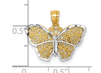 14k Yellow & Rhodium Pendants Style K10029 - Classique Jewelry Inc.