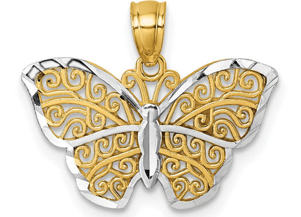 14k Yellow & Rhodium Pendants Style K10029 - Classique Jewelry Inc.