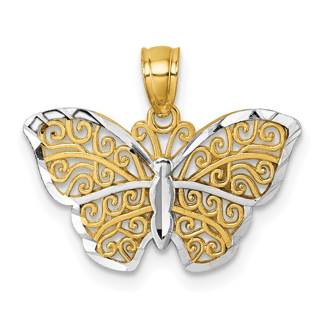 14k Yellow & Rhodium Pendants Style K10029 - Classique Jewelry Inc.