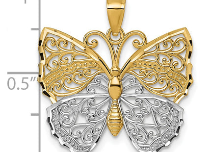 14k Yellow & Rhodium Pendants Style K10031 - Classique Jewelry Inc.