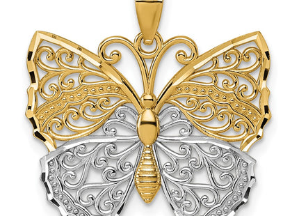 14k Yellow & Rhodium Pendants Style K10031 - Classique Jewelry Inc.
